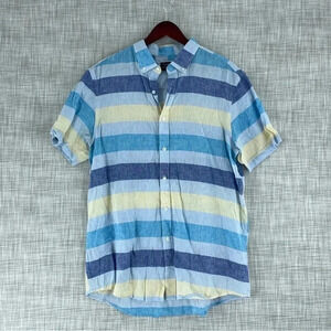 Club Room Linen Mens Size L short sleeve button down shirt 0818